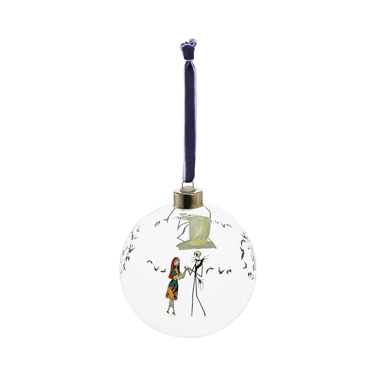 Disney Christmas Bauble Nightmare Before Christmas Bauble  This glass Nightmare Before Christmas bauble is the perfect gift to remind the happy couple that their eternal love is simply meant to be. The bauble is strung with black ribbon and is presented in a Disney branded gift box.
