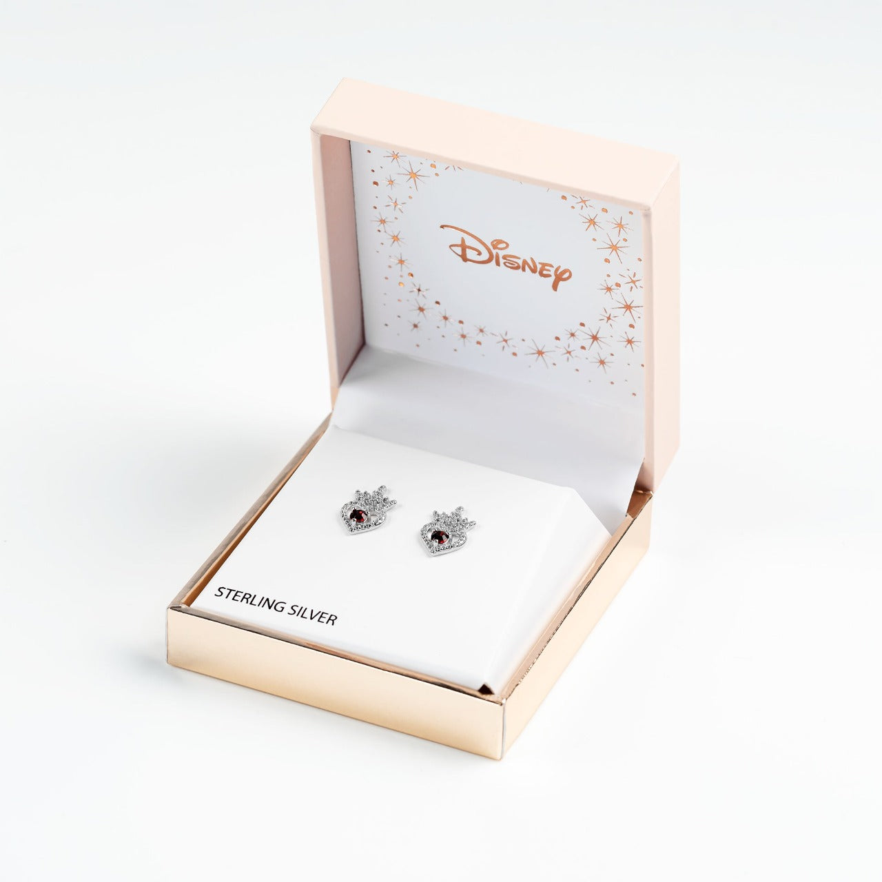 Disney Princess Sterling Silver Birthstone Crown Earrings – January  Beautiful silver Birthstone princess crown earrings with CZ crystals adding a feminine touch to the Disney classic piece of Jewellery.  Trendy and fashionable design, the Disney princess sterling silver earrings add a chic, fun touch to any outfit. the perfect gift for any Disney Princess fan