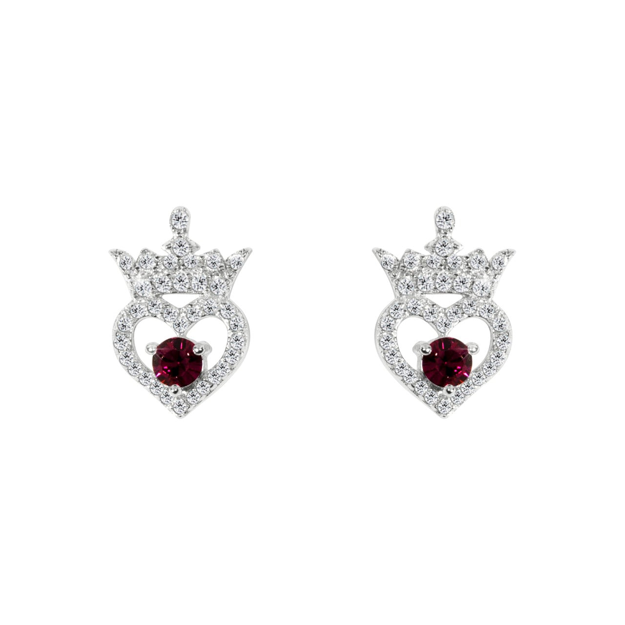 Disney Princess Sterling Silver Birthstone Crown Earrings – January  Beautiful silver Birthstone princess crown earrings with CZ crystals adding a feminine touch to the Disney classic piece of Jewellery.  Trendy and fashionable design, the Disney princess sterling silver earrings add a chic, fun touch to any outfit. the perfect gift for any Disney Princess fan