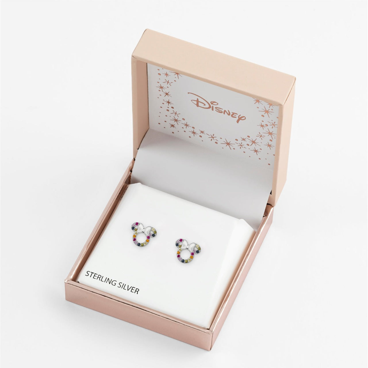 Disney Sterling Silver Rainbow Minnie Mouse Stud Earrings