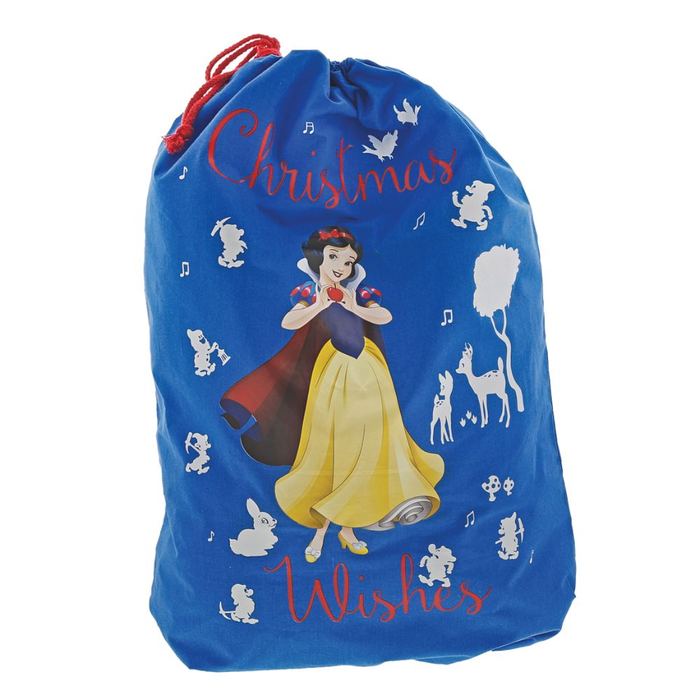 Disney Snow White Sack  Spread the joy of Christmas with this delightful and fun range of sacks and stocking. This unique Christmas gift can be enjoyed year after year and will warm the hearts of adults and children alike.