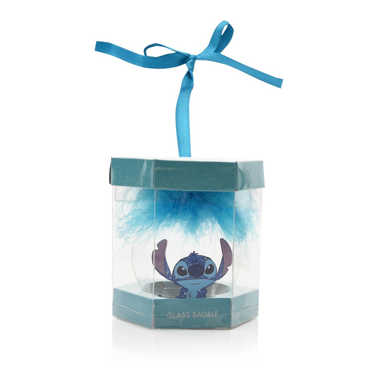 Disney Stitch Feather Christmas Bauble  Say Aloha to Christmas this year with this Stitch themed Disney Glass bauble, ideal for any little Lilo and Stitch enthusiasts in your life.