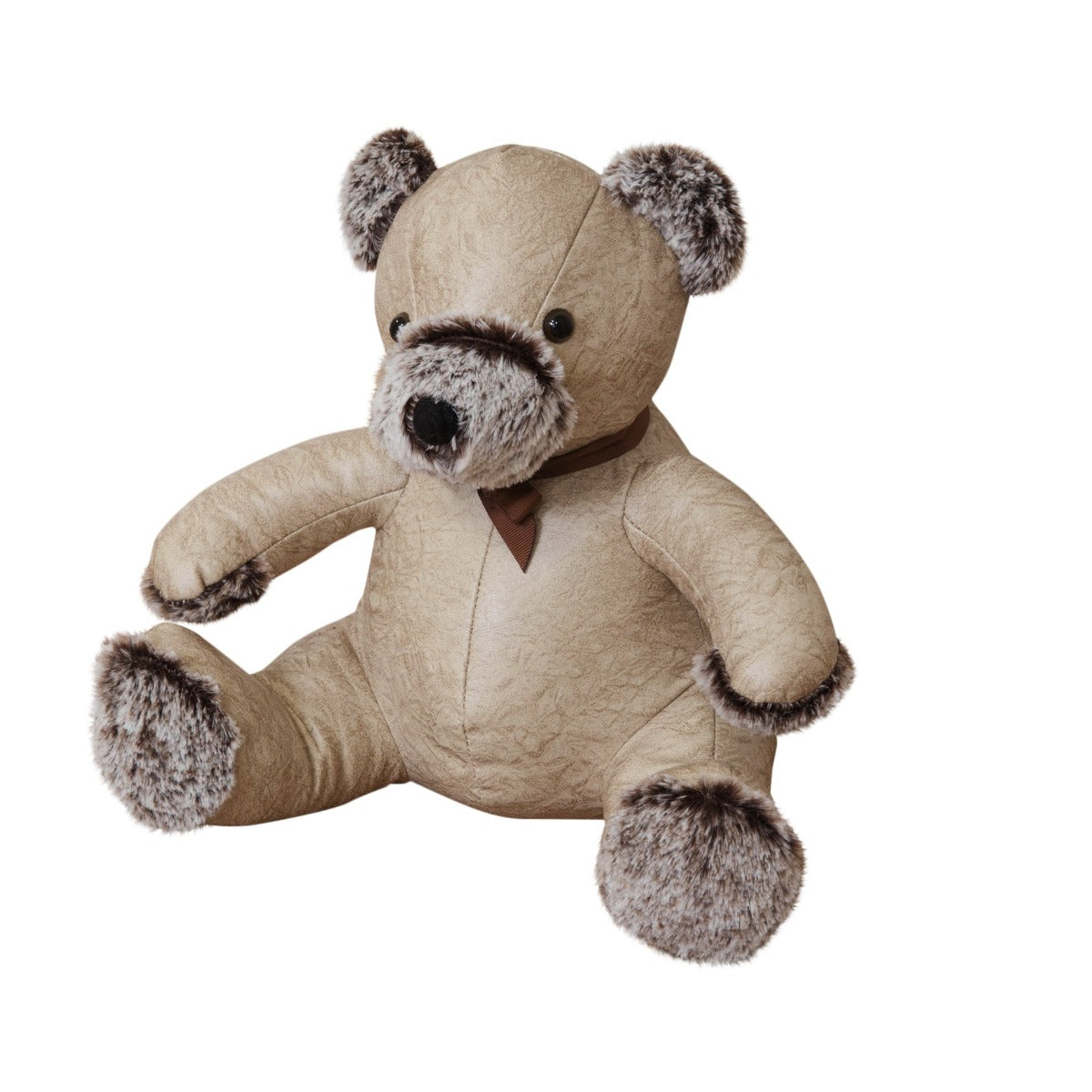 Door Stop - Beige Bear  Bring some warmth and charm to any room with this distressed beige faux leather teddy bear door stop. From the Nature Trail collection by HESTIA® - bring some subtle Spring vitality to your home.