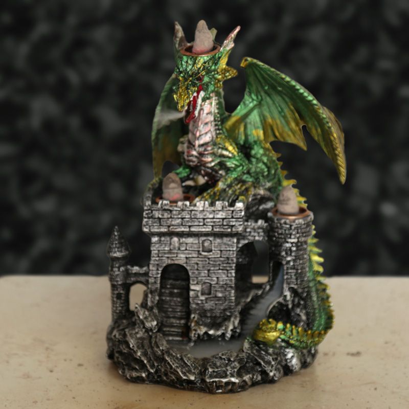 Dragons Castle Triple Backflow Incense Burner - Green