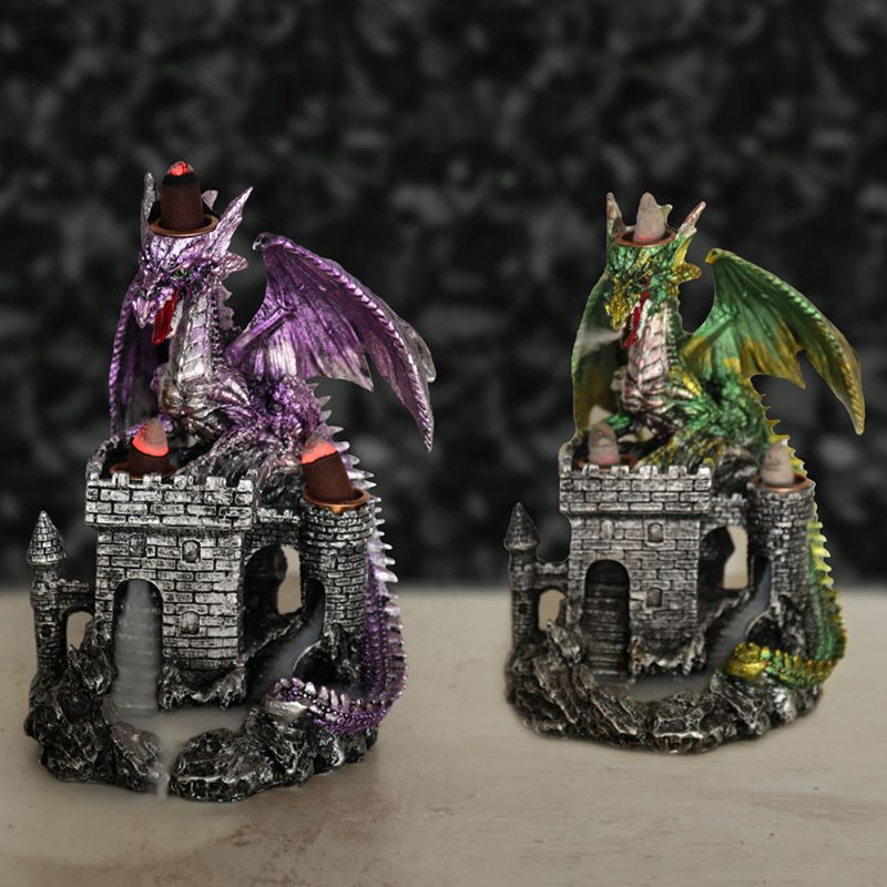 Dragons Castle Triple Backflow Incense Burner - Purple