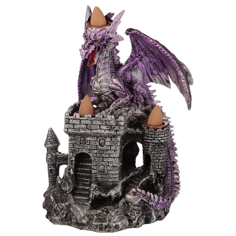 Dragons Castle Triple Backflow Incense Burner - Purple