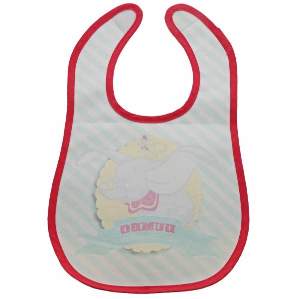 Dumbo Bib Set of 2  Make mealtimes super fun with these beautiful retro Dumbo Bibs. These are fun and practical bibs with two adorable Dumbo designs featured on the front.