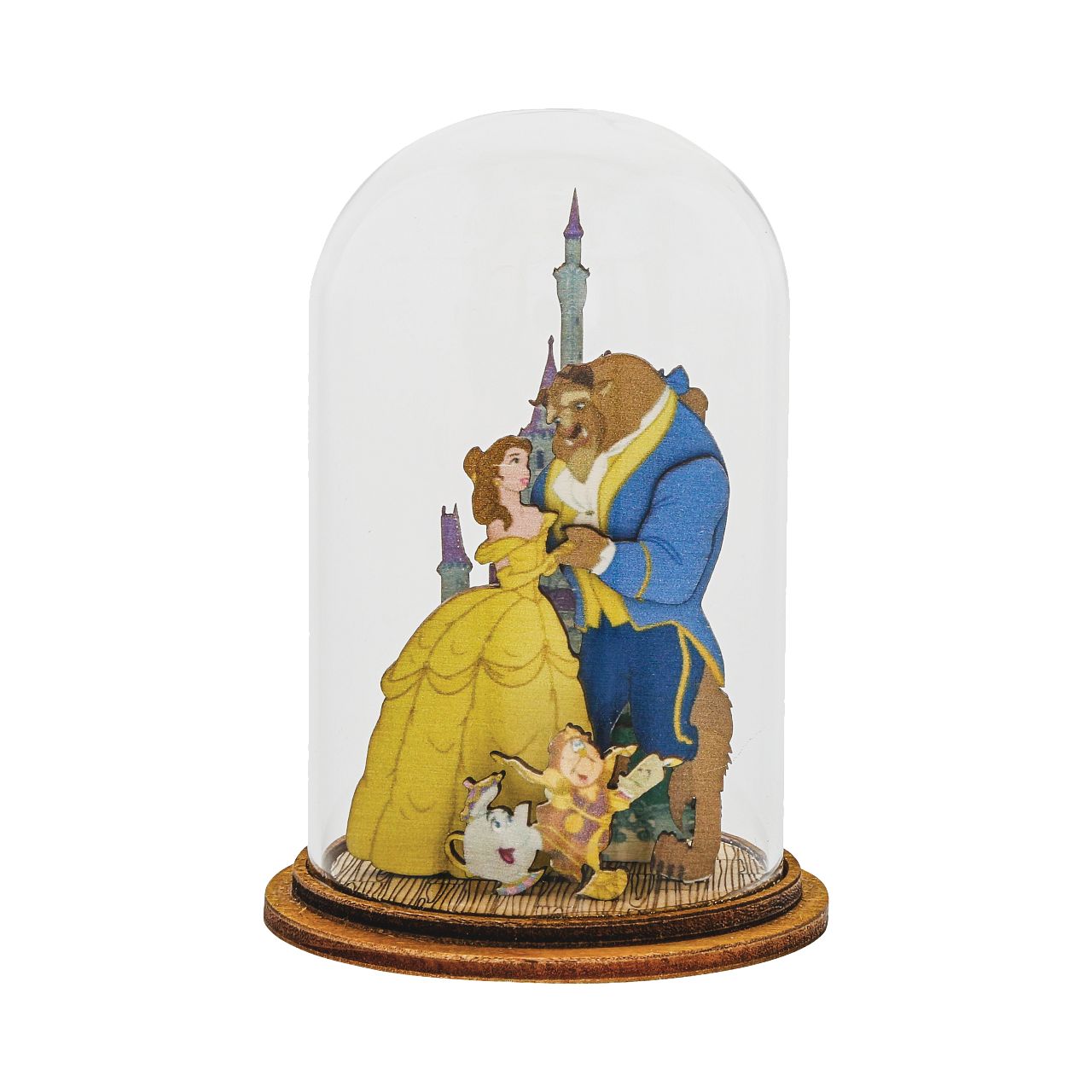 Enchanted Beauty - Beauty and the Beast Figurine  Cogsworth, Lumier and Mrs Potts all join in the celebration with Belle and the Beast in this enchanted figurine. This classic Beauty and the Beast style, decorative Kloche will make a stunning display in your home.