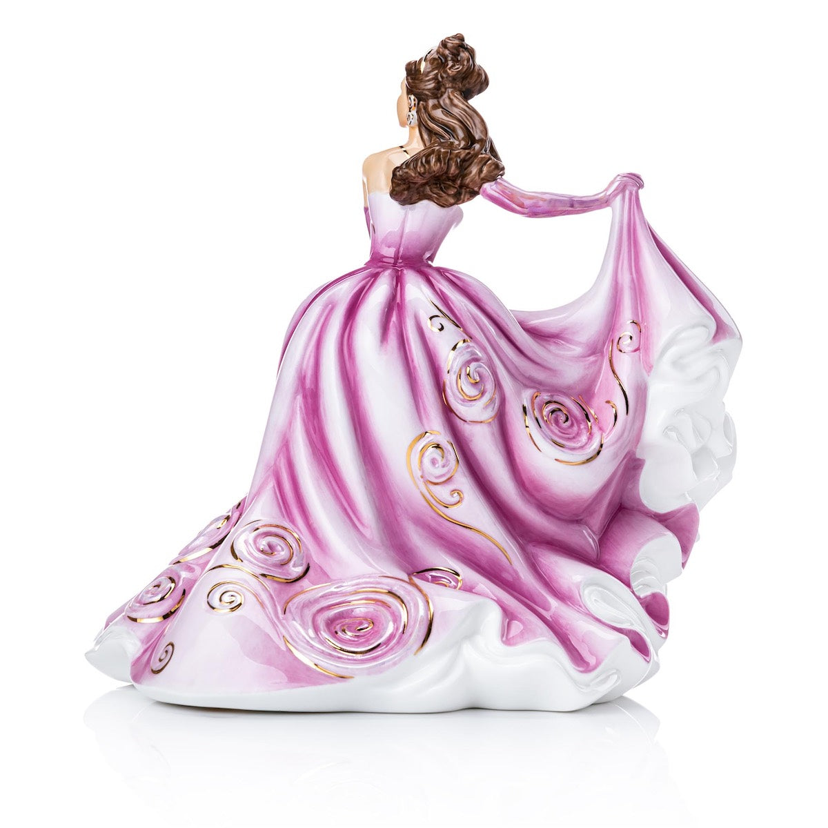 English Ladies Company Sweet Charm NEW  This stunning figurine is a part of the Charm range at English Ladies Co, hand-crafted and hand-painted by our very own Master Painter, Dan Smith. The Sweet Charm figurine is decorated in a beautiful pink colourway and detailed with real gold highlights and Mother of Pearl lustre.