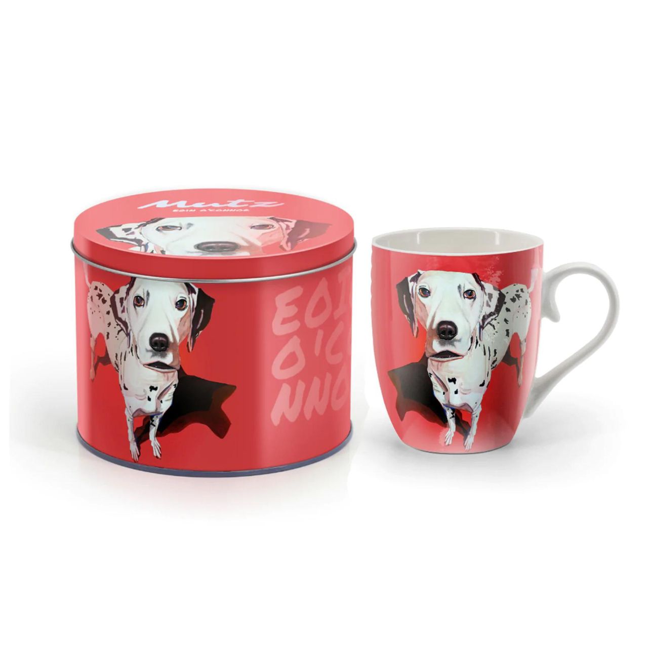 Eoin O'Connor Mutz Mug - Cruella  New Mutz mugs are bursting with colour and they come in a funky tin.  Tipperary Crystal are delighted to present the Mutz Collection Irish artist Eoin O'Connor.
