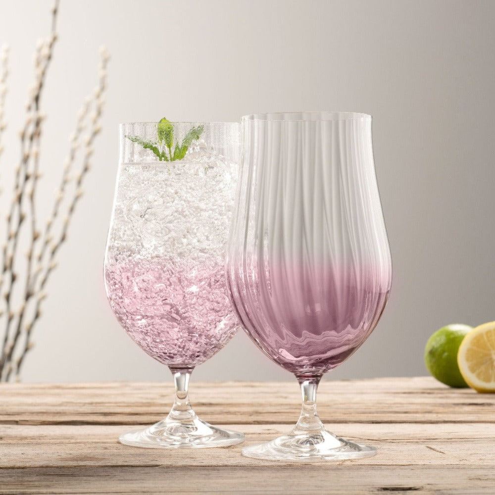 Galway Crystal Erne Craft Beer Cocktail Glass Pair Amethyst