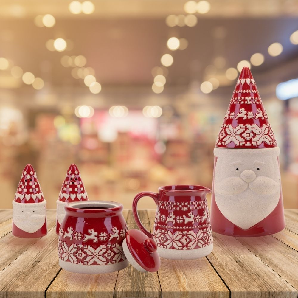 Red Fairisle Santa Cookie Jar  Bored of the same old? Add a contemporary Scandi twist on Christmas this year with YuleTide. Adopting a simple colour theme, bring the festivities to life with bold, detailed folk-patterns and rustic textures. 