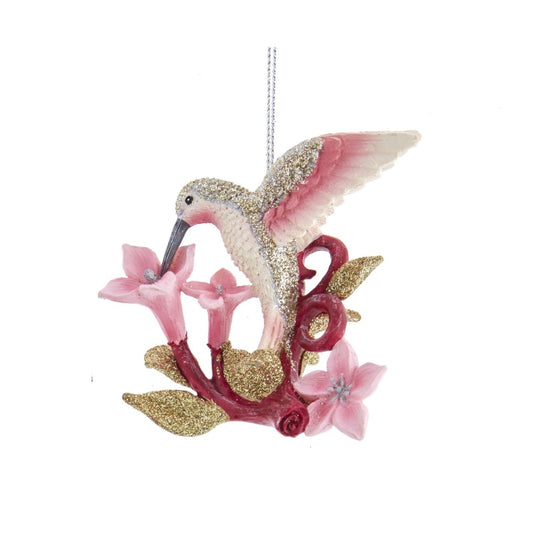 Kurt S Adler Feeding Hummingbird Christmas Hanging Ornament Silver