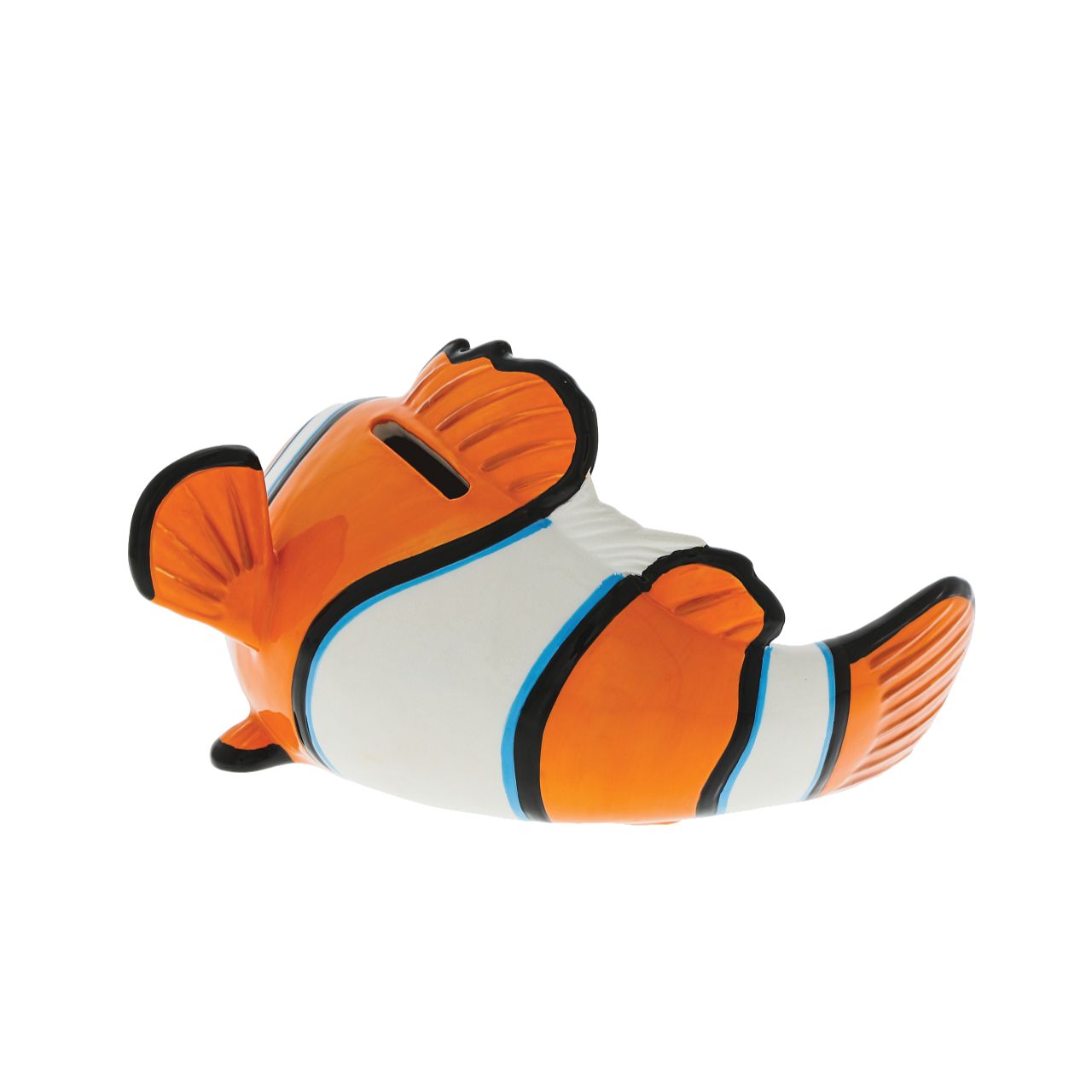 Sharkbait Finding Nemo Money Bank  Featured here is the energetic young clownfish, Sharkbait trying to get back home to the reef and his dad. Save all your pennies is this beautifully sculpted Finding Nemo money bank. The perfect gift for any pixar fan. This ceramic home accessory is only available from the Enchanting Disney Collection.