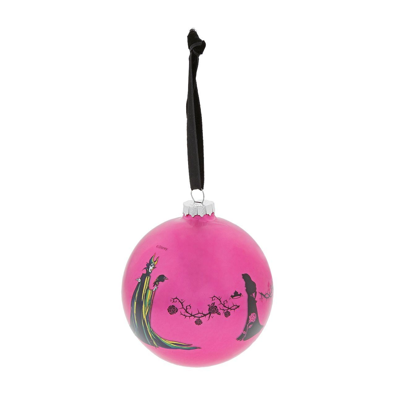 Disney Christmas Bauble Collection A Forest Of Thorns - Maleficent Bauble  The Mistress of Evil, Maleficent stands out against the Princess Aurora amongst a forest of thorns in this glass bauble. This fabulous Sleeping Beauty keepsake would make a lovely unique gift for a friend, or a self-purchase to brighten up the home.