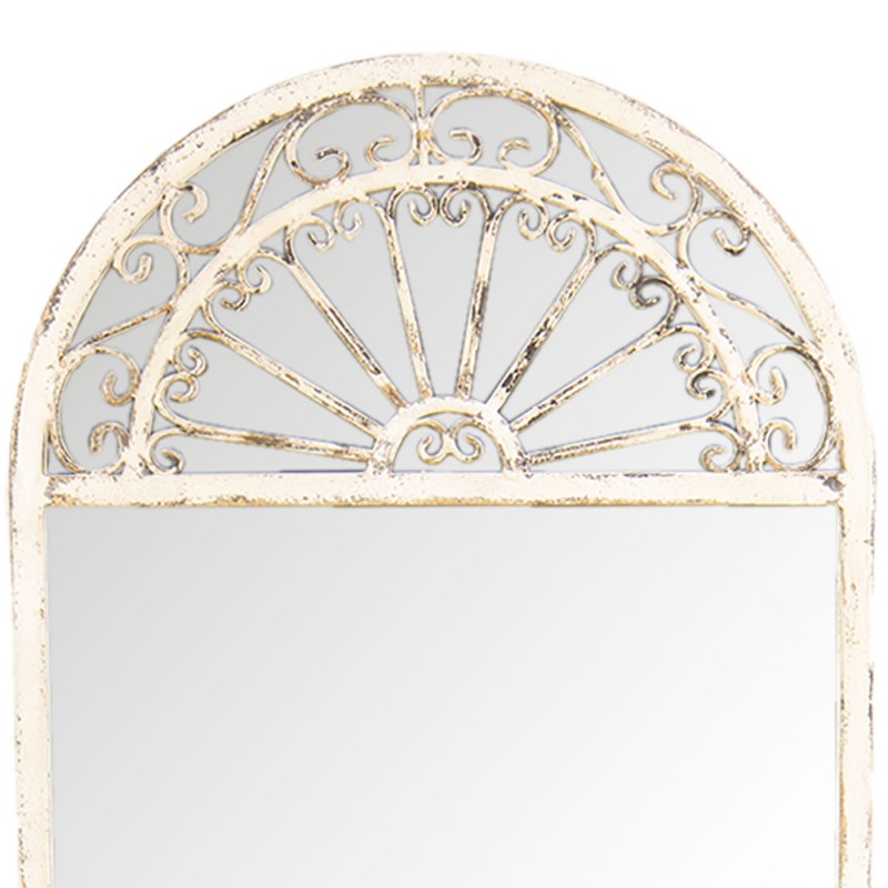 Clayre & Eef Vintage Beige Full Length Wall Mirror  Wall Mirror 41*3*135 cm  White Rectangle Full Length Mirror