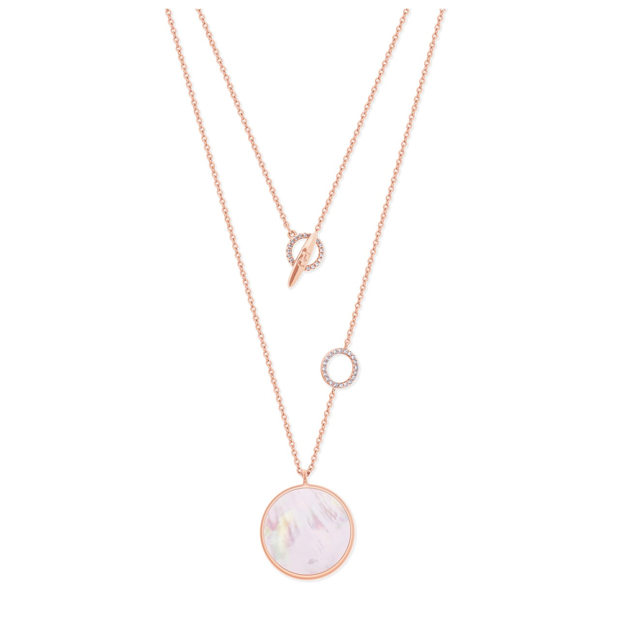 Tipperary Crystal Full Moon Pendant With Circle Rings - Rose Gold
