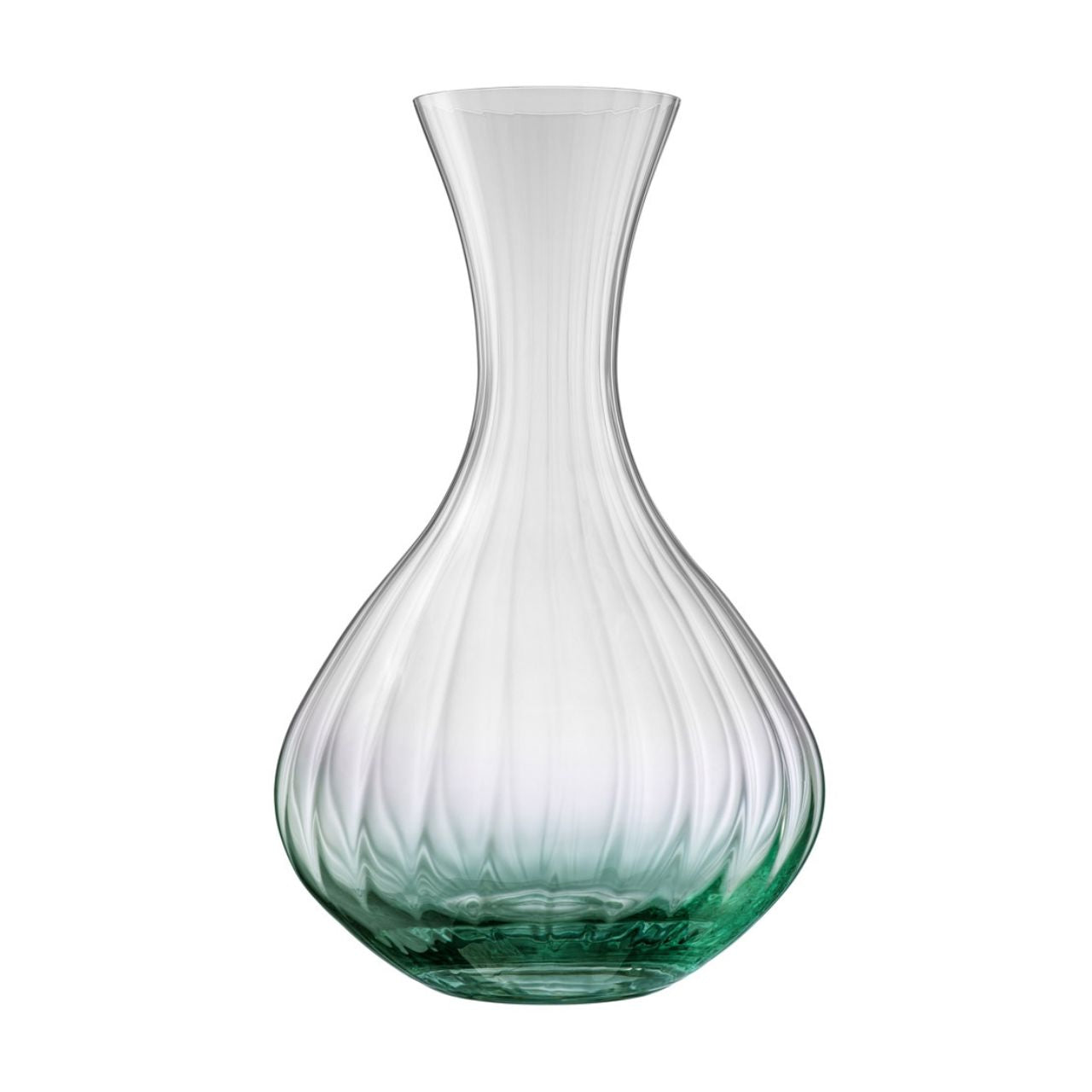 Galway Crystal Erne Carafe Aqua  This beautifully crafted Galway Crystal carafe with a aqua coloured base is an elegant must have barware piece. The long tapered neck makes the carafe easy to hold and pour and the Erne design has light lines along the body of the carafe adding a stylish finish.