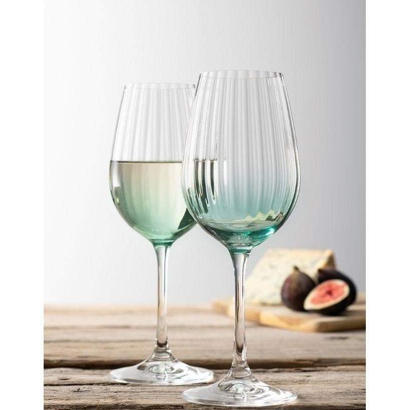 Galway Crystal Erne Wine Glass Pair Aqua  These beautifully crafted Galway Crystal wine glasses with an aqua coloured base are essential glasses for your home and are designed for fine wine lovers.