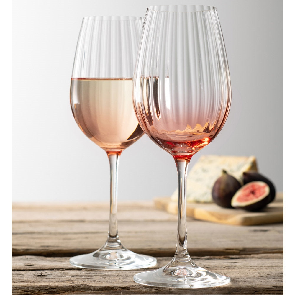 Galway Crystal Erne Wine Glass Pair Blush  These beautifully crafted Galway Crystal wine glasses with a blush coloured base are essential glasses for your home and are designed for fine wine lovers. 
