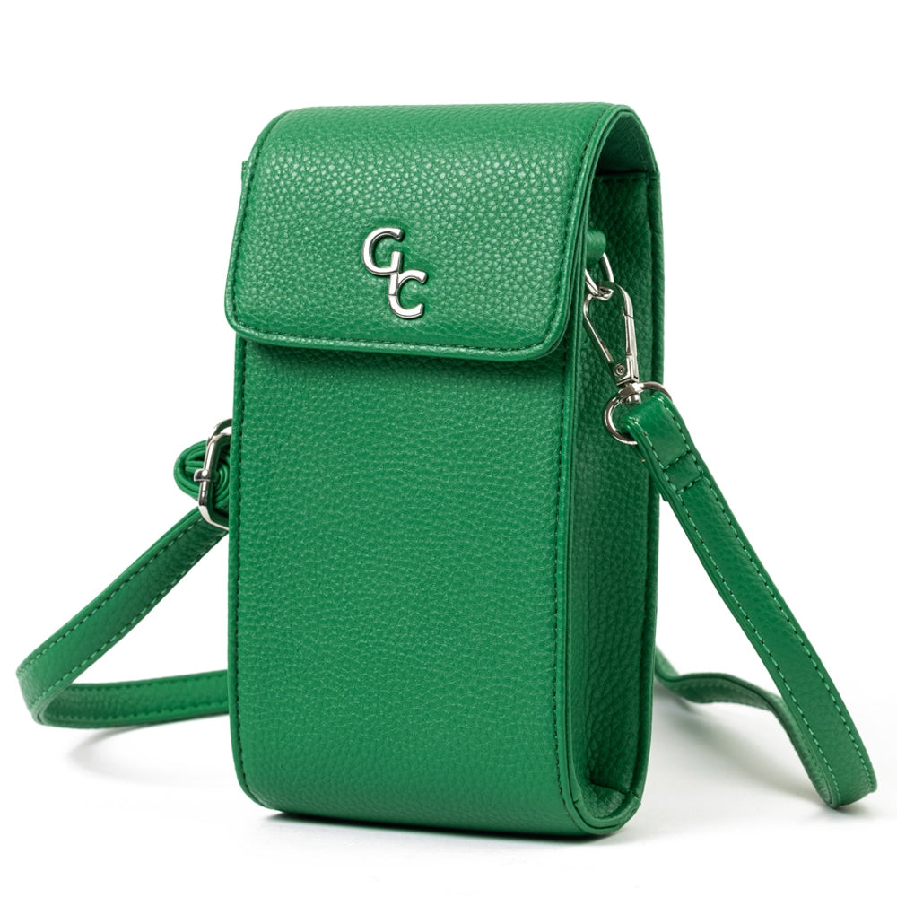 Galway Crystal Fashion Mini Crossbody Handbag - Green  Introducing the new must have accessory that is truly functional. Our Lightweight, Slim, Sleek, Crossbody bag is designed to hold the most essential accessory: Your mobile phone.