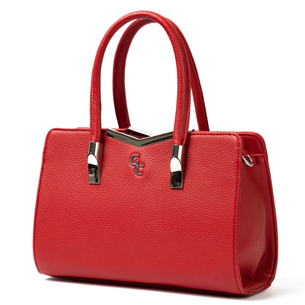Galway Crystal Fashion Top Handle Handbag - Red  Our stunning Red Top Handle Bag shouts class and sophistication with it's unique shape and style. A timeless accessory that will transform any outfit. This bag is modern, stylish, yet a classic piece.