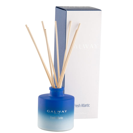 Galway Crystal Fresh Atlantic Diffuser  Our fresh atlantic scent will transform any room and certainly set the right mood. Top notes of ozone accord, bergamot & leafy green accord are contrasted with floral notes of ylang-ylang, soft jasmine, cyclamen & rosewood.