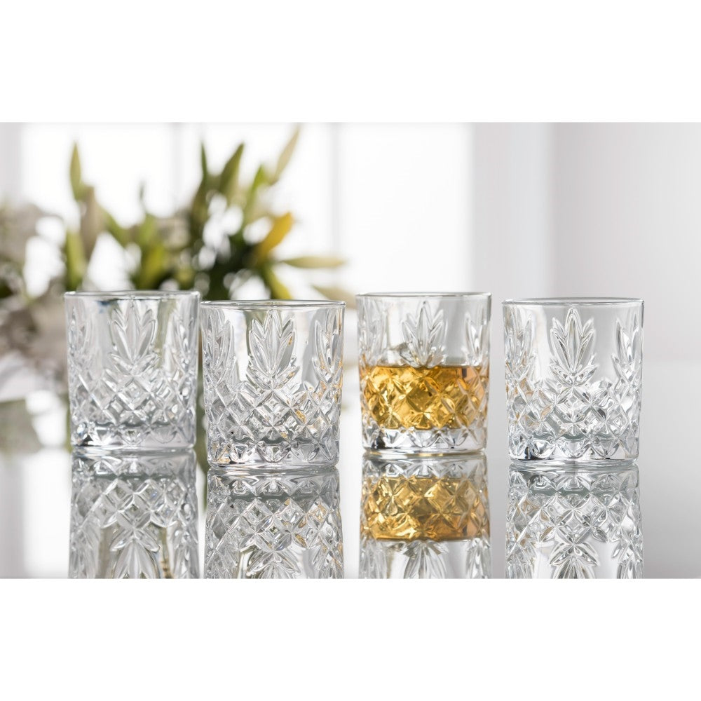 Galway Crystal Renmore DOF Whiskey Set of 4  The perfect Whiskey glass. A durable and stunning glass. An elegant addition to your glassware collection and perfect for the whiskey or cocktail lover. Ideal for everyday use. Renmore collection