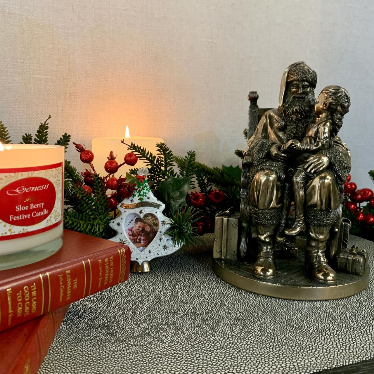 Visit to Santa by Genesis  Bring the magic of Christmas to your home this festive season. - Genesis Bronze Christmas Ornament depicting a little girl's visit to Santa. - This beautifully crafted sculpture would make a wonderful gift.