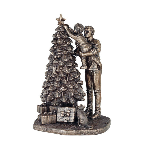 Genesis Christmas Star  A stunning ornament that is sure to bring festive cheer to your home. The Christmas bronze ornament is exquisitely detailed of a father helping his young son to put the star on top of the Christmas tree, and would be an amazing gift for friends or family.