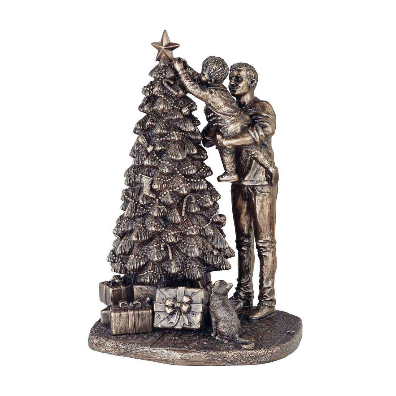Genesis Ireland Christmas Star  A stunning ornament that is sure to bring festive cheer to your home. The Christmas bronze ornament is exquisitely detailed of a father helping his young son to put the star on top of the Christmas tree, and would be an amazing gift for friends or family.