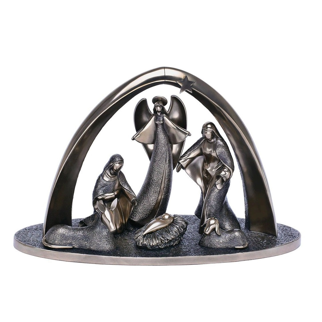Genesis Nativity Scene  A hand crafted bronze nativity scene including angel that brings to life the story of Christmas.