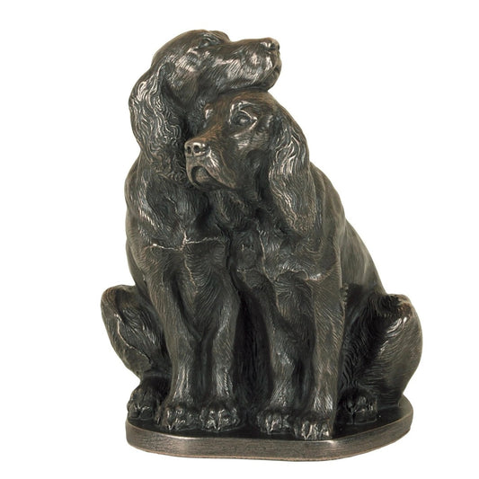 Genesis Pair of Spaniels  A beautiful piece of bronze sculpture depicting a pair of Spaniels  Genesis Fine Arts has evolved into a much loved and world famous Irish brand to produce a striking range of handcrafted cold cast bronze sculptures.