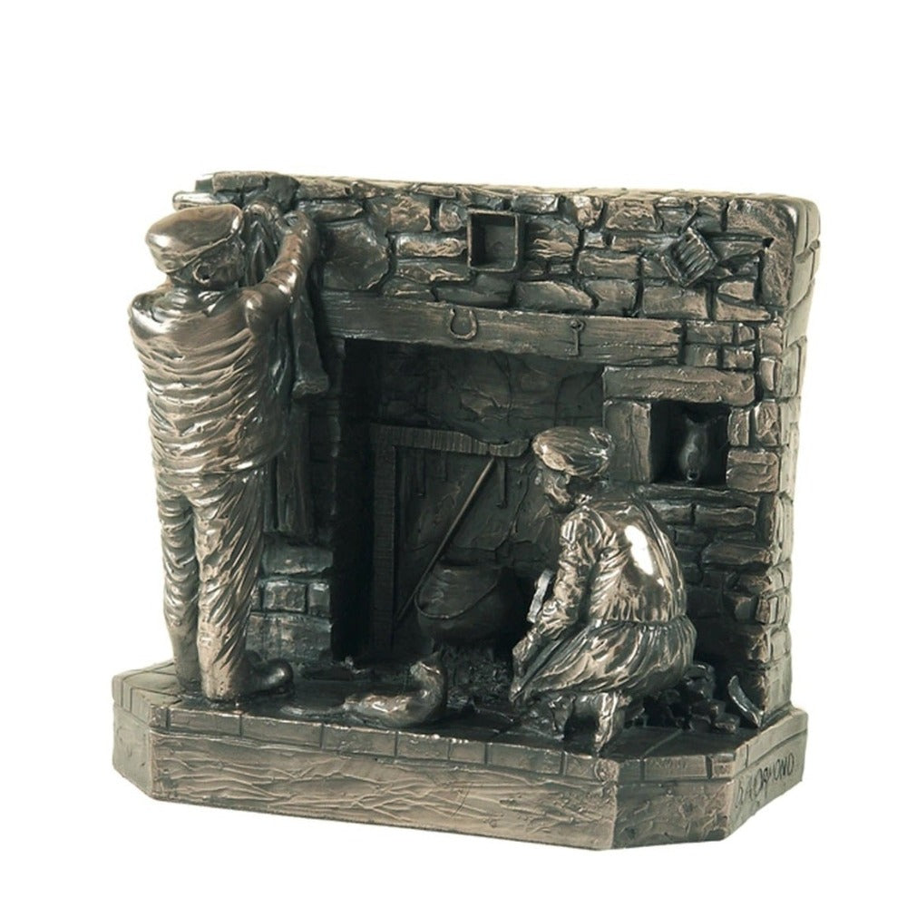 Genesis Works Done  This wonderful figurine entitled works done from Genesis is sure to invoke a sense of nostalgia of times past. Depicting in glorious detail the weary workman as he hangs his coat at the fireside after a days work is a scene from generations past.