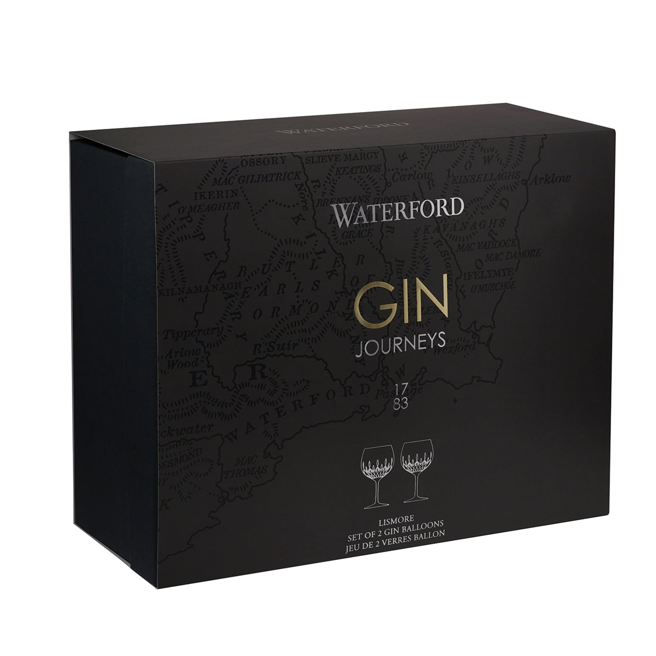Waterford Crystal Gin Journeys Lismore Balloon Glass Pair  Gin Journeys is a collection created for the optimum Gin experience. Steeped in history with inspiration being drawn from Waterford's heritage to gin, dating back to the Victorian era. Waterford's striking range of gin glasses have been designed with tasting experts to help enrich the aromas and infuse the flavors of the botanicals.