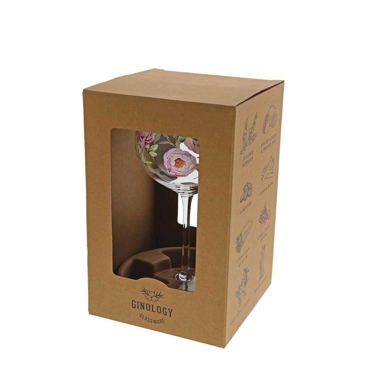 Ginology Peonies Copa Gin Glass  Embody romance, prosperity, good luck and bravey through our Peonies Copa Gin Glass. A glass that can be given to a friend, loved one, graduate or a pick me up gift. It is perfect paired with their favourite bottle of gin.