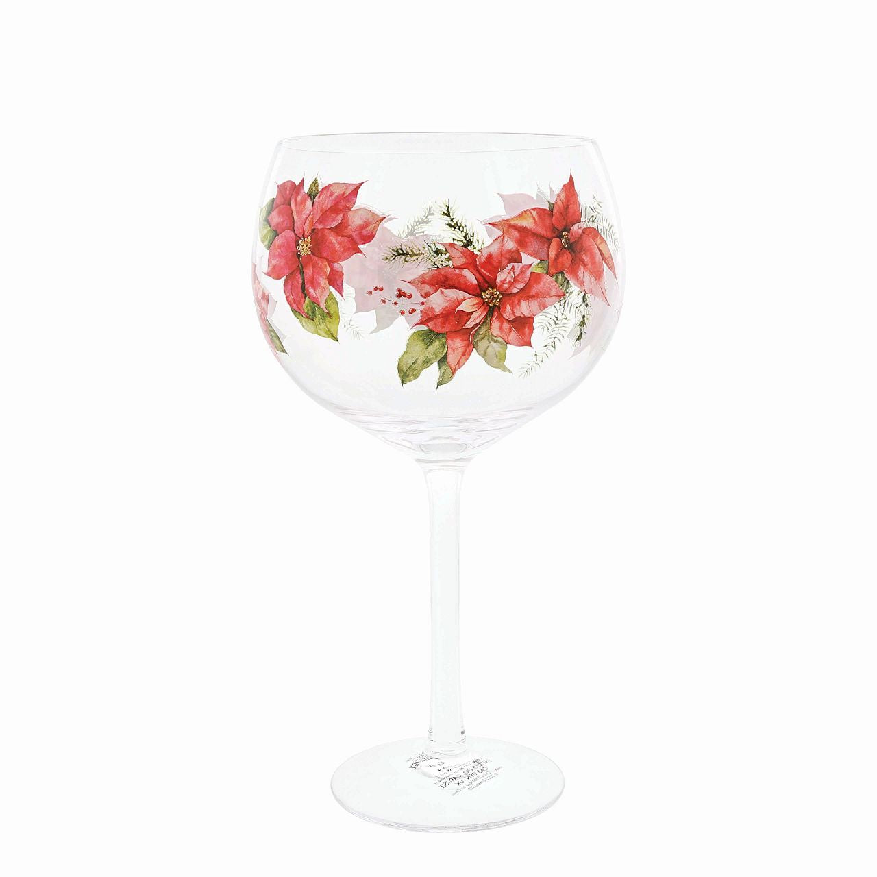 Ginology Christmas Red Poinsettia Copa Gin Glass  A beautiful glass representing a traditional Christmas in an untraditional way. What better way to enjoy your Christmas drink than in a lovely glass surrounded by Red Poinsettia's. Representing good will and community spirit this is a great Christmas gift for your neighbour, friend, mum or grandmother to spread Christmas spirit all year round or even as a self purchase. 