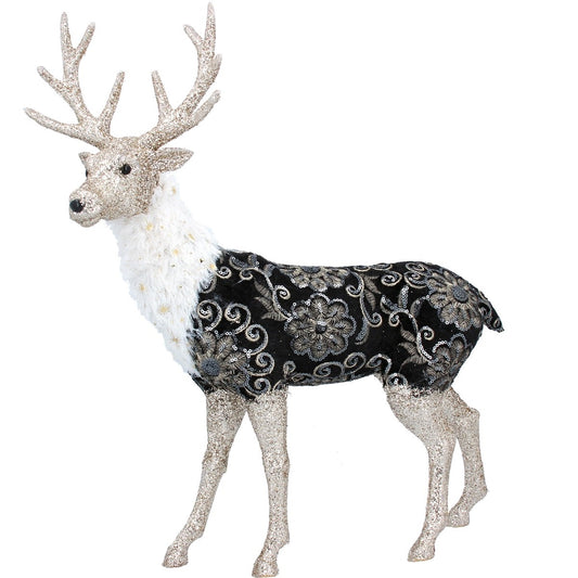 Gisela Graham Black & Gold Fabric Stag Figurine  Browse our beautiful range of luxury Christmas tree decorations, baubles & ornaments for your tree this Christmas.