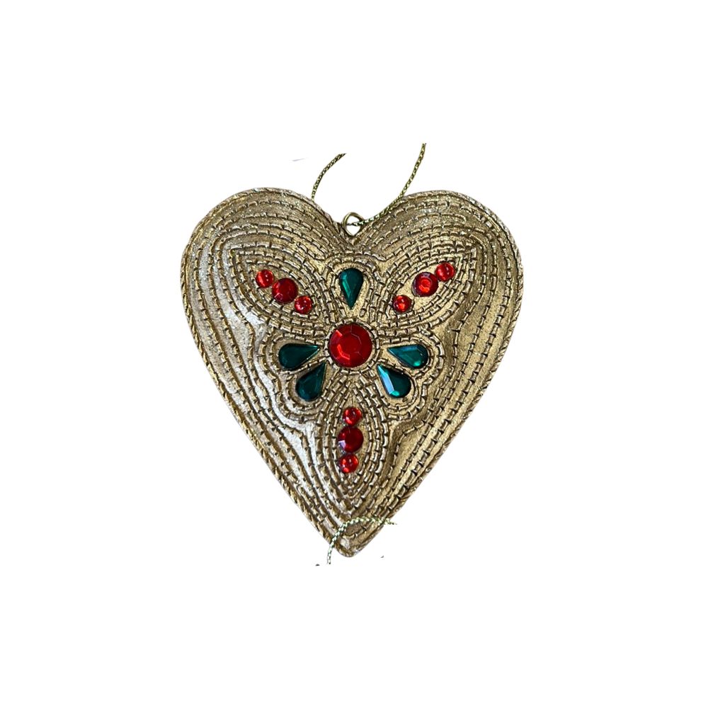 Gisela Graham Gold Resin Heart Hanging Ornament  Browse our beautiful range of luxury Christmas tree decorations, baubles & ornaments for your tree this Christmas.  Add style to your Christmas tree with these elegant Christmas Hanging Ornaments Gold Heart with bright jewels.