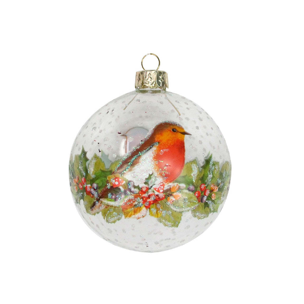 Gisela Graham Glass Bauble with Robin Christmas Decoration  Browse our beautiful range of luxury Christmas tree decorations and ornaments for your tree this Christmas.  Add style to your Christmas tree with this beautiful glass bauble decorated with a robin Christmas hanging ornament.