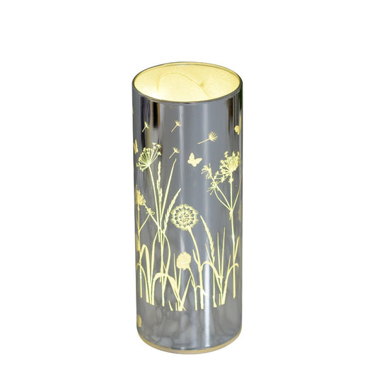 Glass Flower Design LED Light Tube 20cm  A stunning and elegant monochrome 20cm LED light tube from HESTIA®'s Silver Luxe collection.