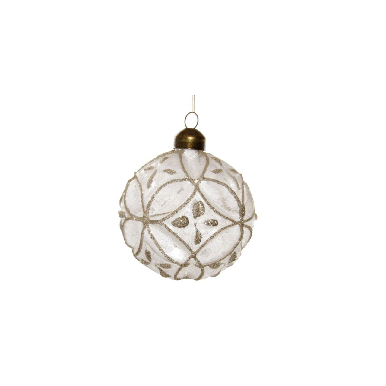 Shishi Glass Iced Floral Ball Champagne Glitter Christmas Ornament Set of 6   Browse our beautiful range of luxury festive Christmas tree decorations, baubles & ornaments for your tree this Christmas.