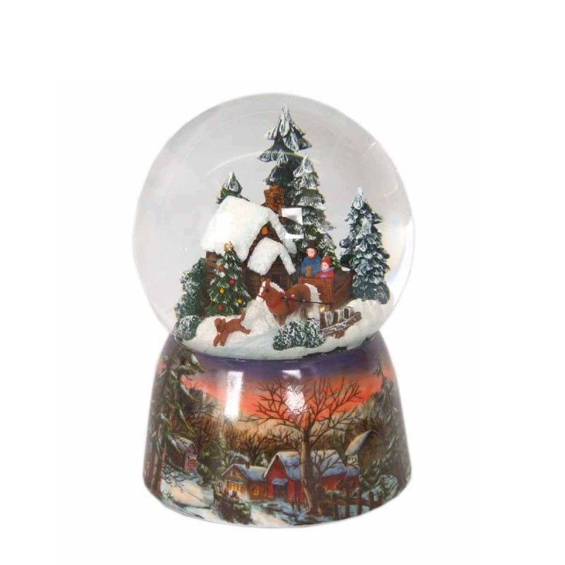 Musicboxworld Snow Globe Winter House and Carriage  Snow globe is a beautiful Christmas decoration that is treasured by people of all ages that captures the the magical moments of Christmas.