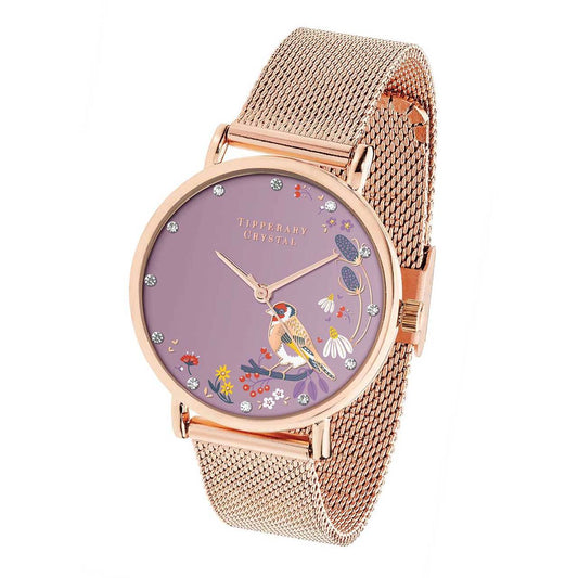 Tipperary Crystal Goldfinch Rose Gold Birdy Watch