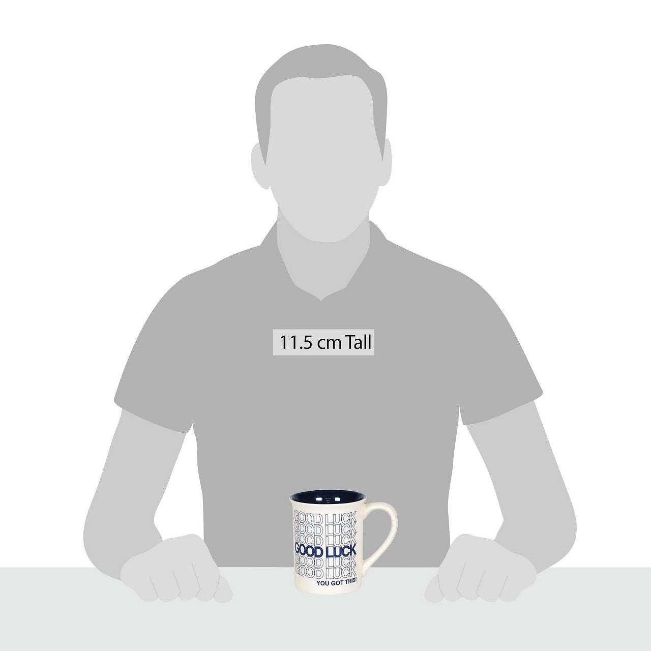 Good Luck Type Mug  Remind someone that you wish them all the luck in the world with this Good Luck mug. Securely packaged in decorative gift box. High-quality stoneware material is dishwasher and microwave safe.