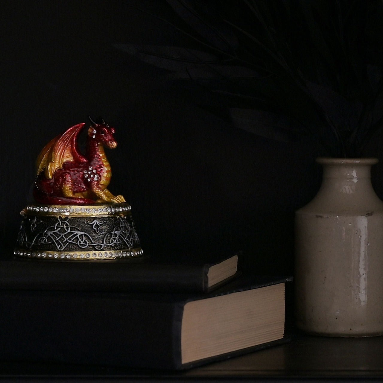 Gothic Red Dragon Jewllery Box  A gothic red dragon jewellery box by HOCUS POCUS NOVELTIES®.  This majestic jewellery box captures the mythical world of dragons for those obsessed with fantasy.