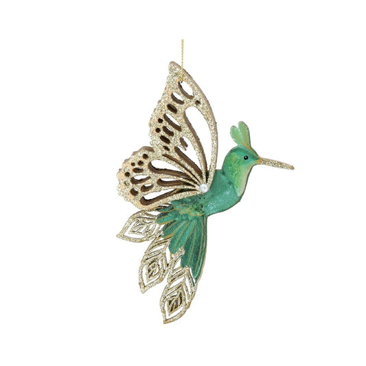 Green Gold Glitter Hummingbird Hanging Orn - Gold Wing  Browse our beautiful range of luxury Christmas tree decorations, baubles & ornaments for your tree this Christmas.