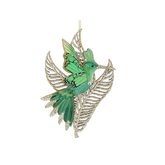 Green Gold Glitter Hummingbird Hanging Orn - Green Wing  Browse our beautiful range of luxury Christmas tree decorations, baubles & ornaments for your tree this Christmas.