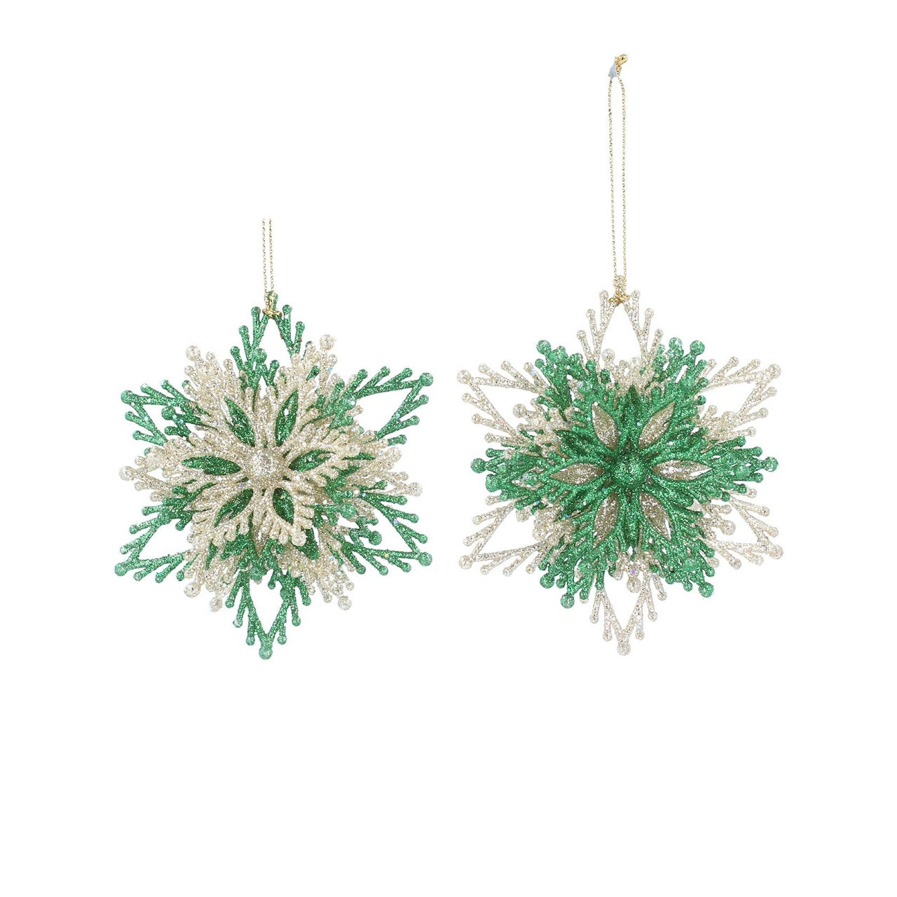 Green & Gold Layered Snowflake Christmas Decoration - Green  Browse our beautiful range of luxury Christmas tree decorations and ornaments for your tree this Christmas.