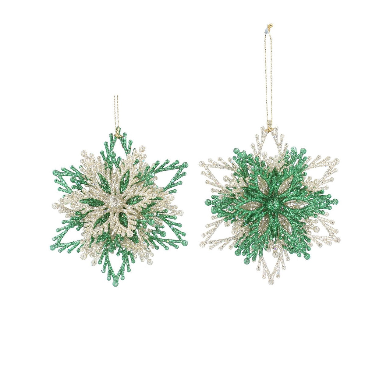 Green & Gold Layered Snowflake Christmas Decoration - Gold  Browse our beautiful range of luxury Christmas tree decorations and ornaments for your tree this Christmas.